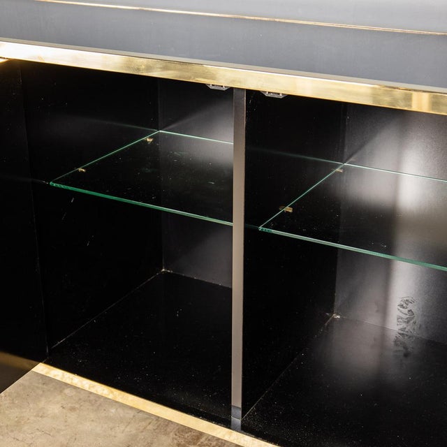 Vintage Mirrored Sideboard in Brass by Michel Pigneres, 1970 For Sale - Image 10 of 16