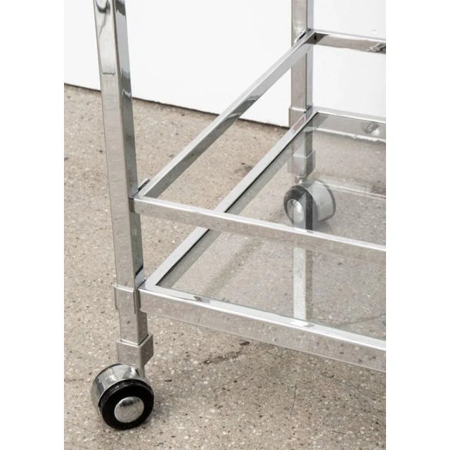 Modern Chrome & Glass 2-Tiered Bar Cart For Sale - Image 10 of 12