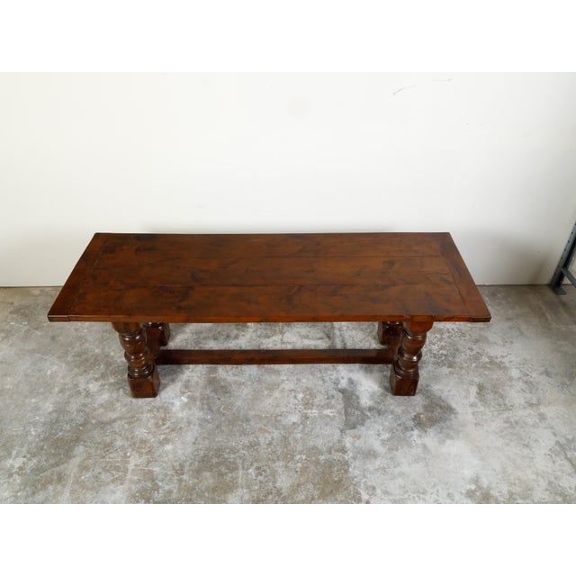 19th Century English 19th Century Walnut Dining Table with Turned Legs and H-Form Stretcher For Sale - Image 5 of 11