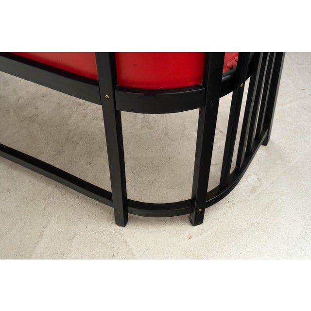 Fledermaus Sofa in Black-Finished Beech and Red Leather by Josef Hoffmann for Jacob & Josef Kohn, 1890s For Sale - Image 10 of 18