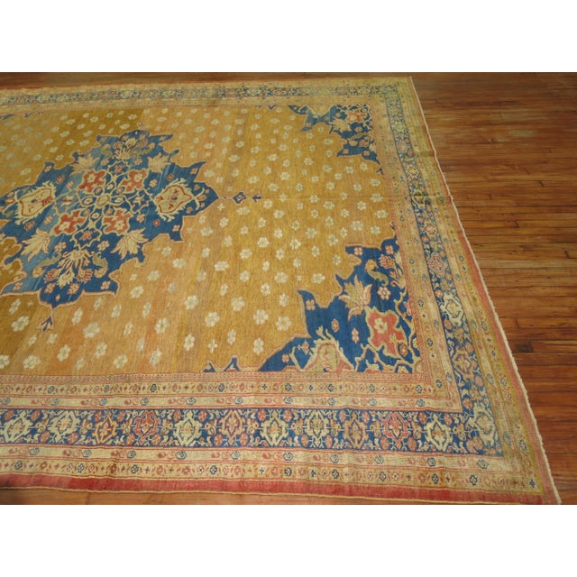 American 19th Century Zabihi Collection Yellow Ziegler Mahal Rug - 10'6" x 12'4" For Sale - Image 3 of 12