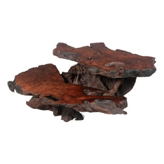 Nakashima Style Redwood Live Edge Tiered Coffee Table For Sale