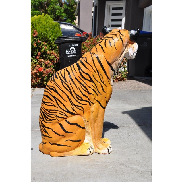 Large 37" Tall HandPainted Continental Terracotta Seated Tiger Garden
