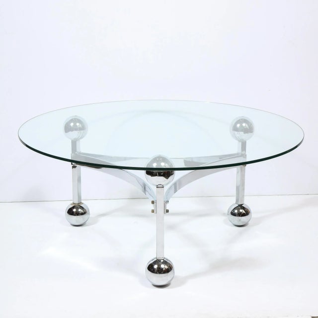Mid-Century Modern Polished Chrome & Glass Cocktail with Spherical Detailing For Sale - Image 9 of 13