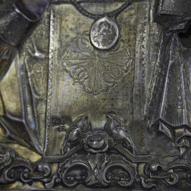 Icon of Saint Nicholas, 1865, Wood and Silver For Sale - Image 5 of 15