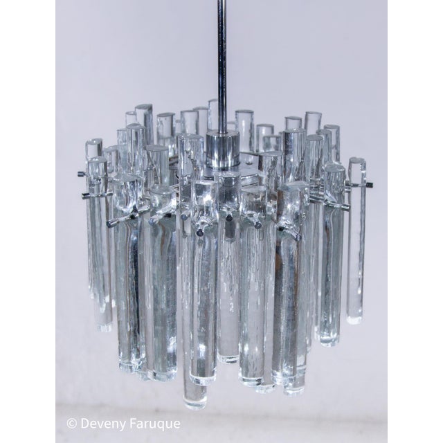 Large Ice Glass Rods Chandelier attributed to Kinkeldey, 1960s For Sale - Image 6 of 12