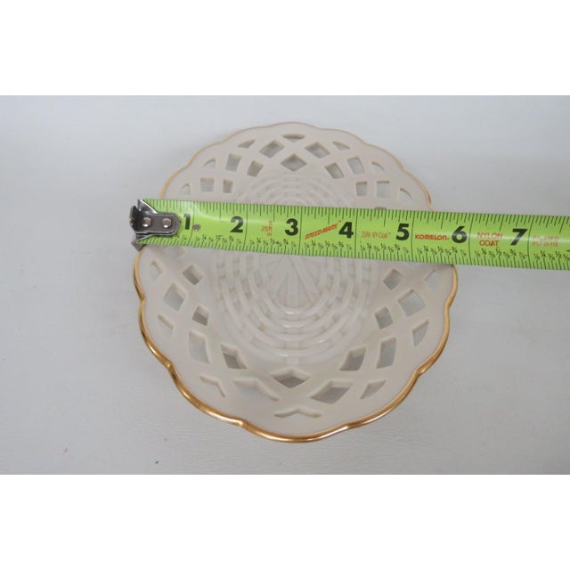 Ivory Lenox China Wicker Candy Servers Pair of 2 Porcelain Dishes 24k Gold Trim 4933b For Sale - Image 8 of 15