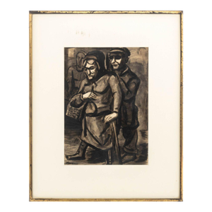Gerrit Hondius Untitled (Two Figures) Ink Wash