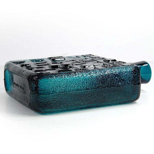 Brutalist Blue Glass Bottle from Empoli, 1960s For Sale - Image 10 of 11