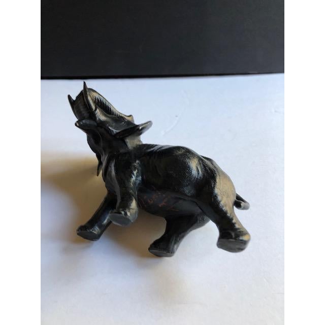 Vintage Mid-20th Century Metal Trumpeting Elephant Figurine Paperweight For Sale - Image 4 of 5
