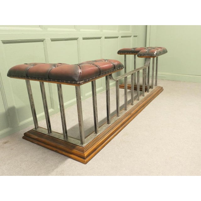 Metal Large Victorian Brass Club Fender in Wood For Sale - Image 7 of 8