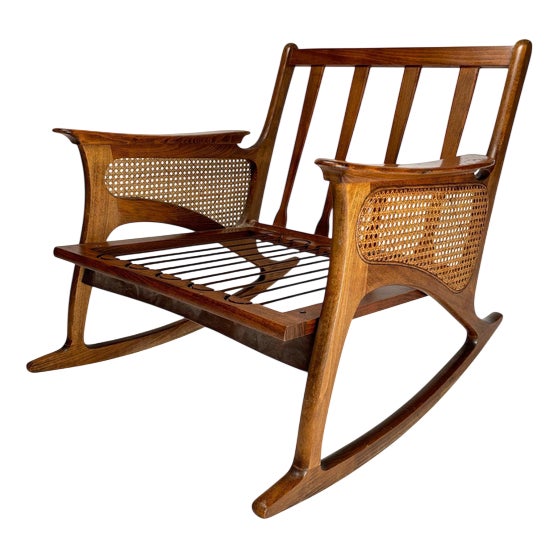 Mid-Century Modern Cane Rocking Chair, 1950s For Sale