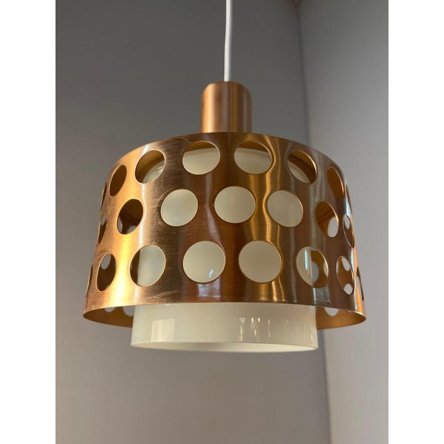 Metal Copper and Glass Pendant, Sweden For Sale - Image 7 of 11