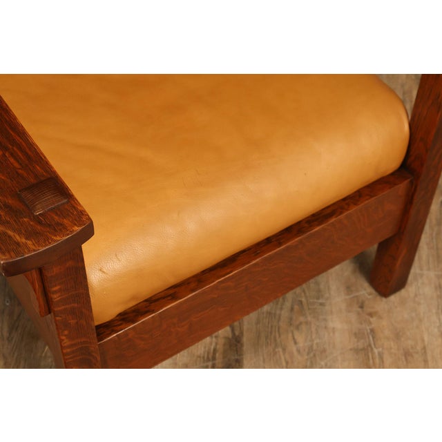 Gustav Stickley Antique Mission Oak Morris Chair Model 346 For Sale - Image 10 of 18