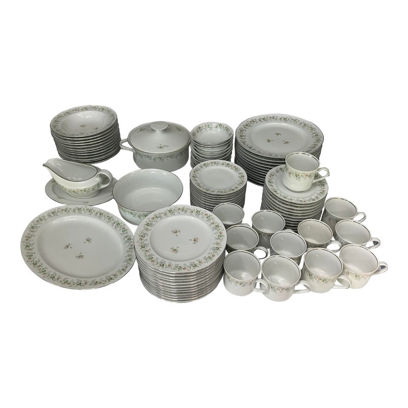 89 Piece Set Of Forever Spring Fine China Dinnerware