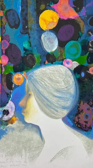 1965 "Portrait of a Lady" Expressionist Figurative Serigraph by George Lockwood