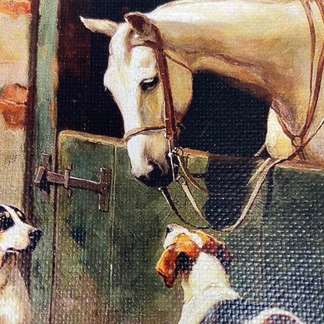 Dogs and Horse at Stable Oil on Canvas Reproduction Painting Chairish