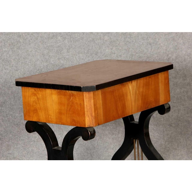 Wood 19th Century Lyra Sewing Table in Black Cherry Wood, 1820 For Sale - Image 7 of 18
