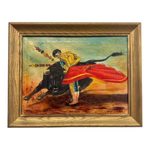 Mid-Century Spanish Bullfighting Oil Painting, Signed and Dated 1958