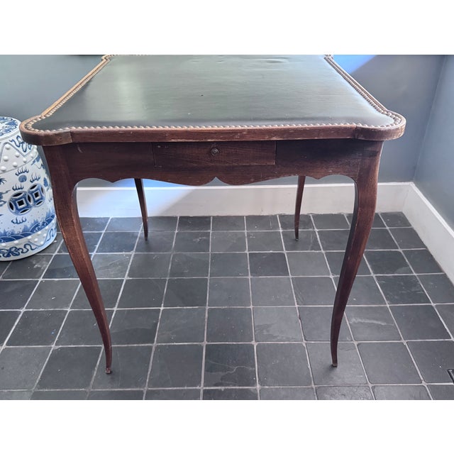 1930s 1930s Louis XV Style Game Table With Leather Nail Head Top For Sale - Image 5 of 17