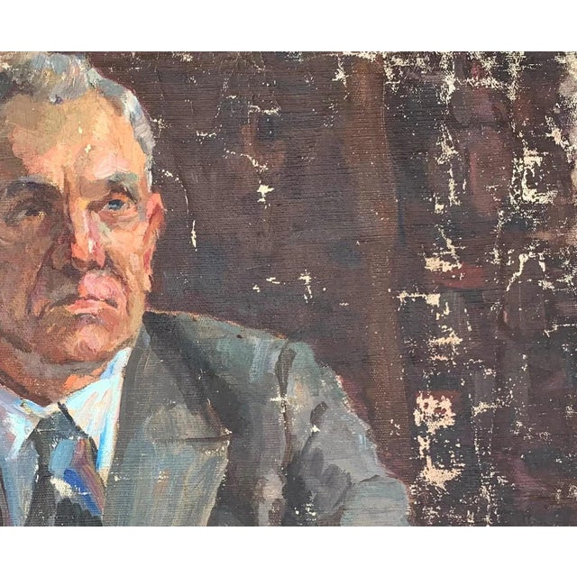 Realism 1970s Portrait Man Oil Painting Original Soviet Art Ukrainian Artist Sokolovsky G. 49-59 1970s For Sale - Image 3 of 6
