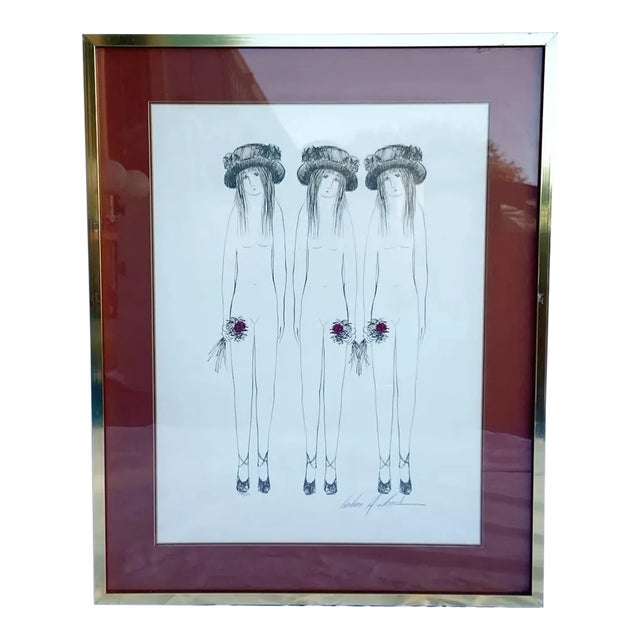 Three Sisters, Framed and Signed Lithograph 153/750 by Barbara A. Wood For Sale