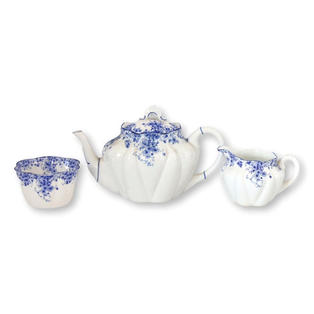 Shelley Shelley “Dainty Blue” Bone China Tea Set , 3 Pc For Sale - Image 4 of 6