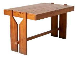 Vintage Brutalist Dining Table in Pine, 1970s