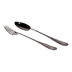 1980s A Pair of Silver Large Serving Spoon & Fork, La Regence