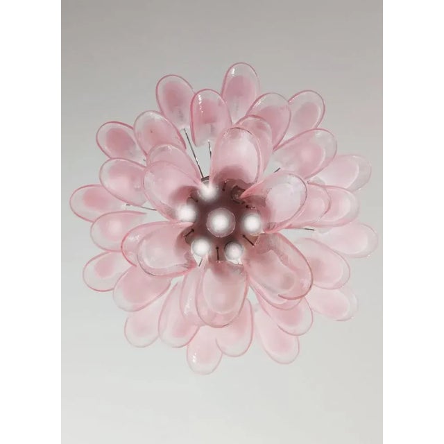 Italian Petals Chandelier in Pink and White Murano For Sale - Image 9 of 15