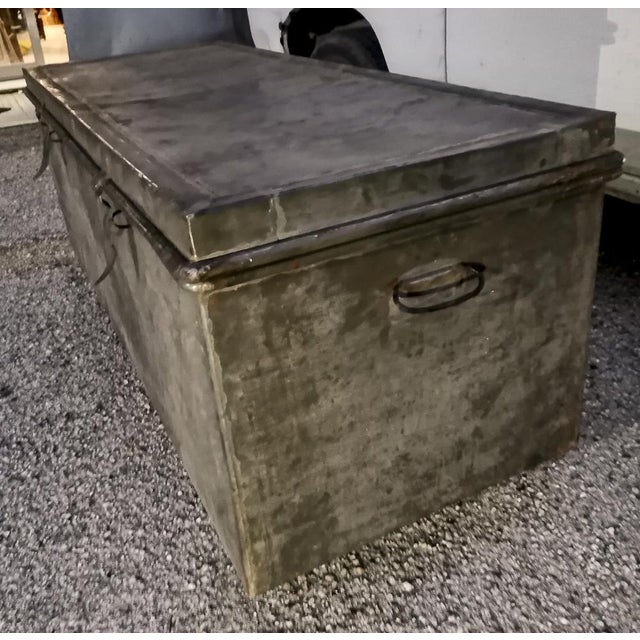 Vintage Travel Trunk in Iron For Sale - Image 11 of 18