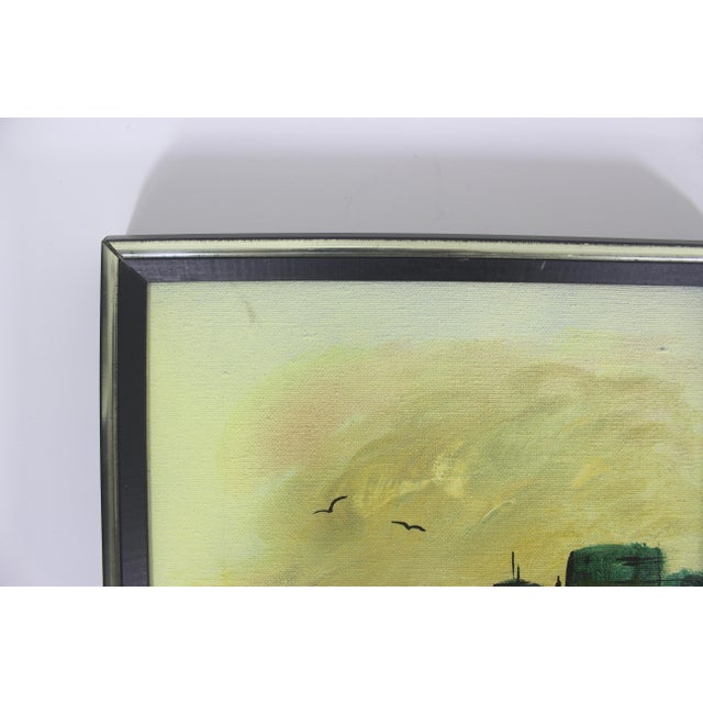 Signed Vintage Oil Paintings, Marina Sailboats, Mid-Century Nautical Art Framed, a Pair For Sale - Image 9 of 14