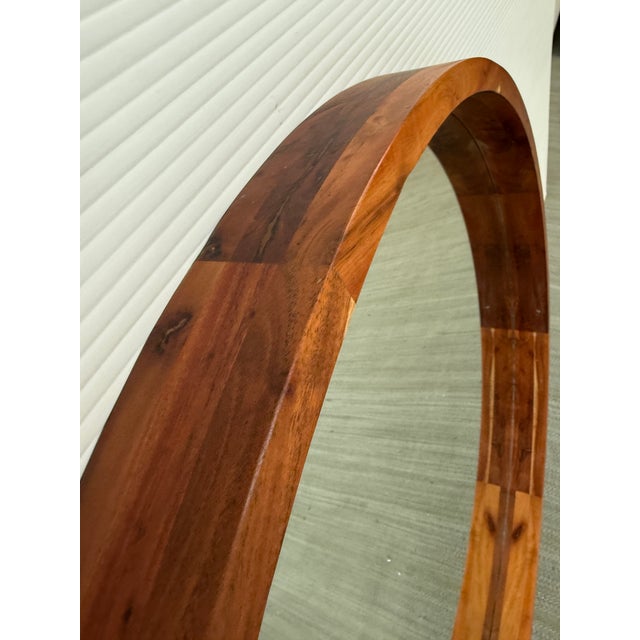 Cb2 Acacia Wood Round Wall Mirror For Sale In San Francisco - Image 6 of 12