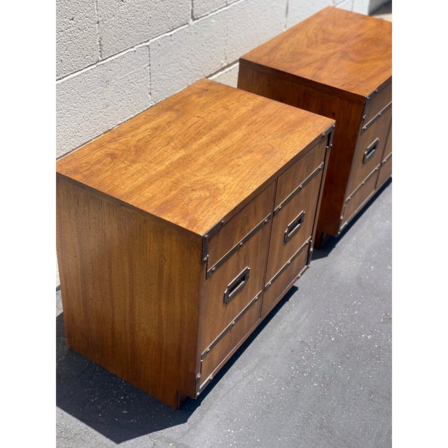 1970s Vintage Brass Campaign Nightstands - a Pair For Sale - Image 4 of 9