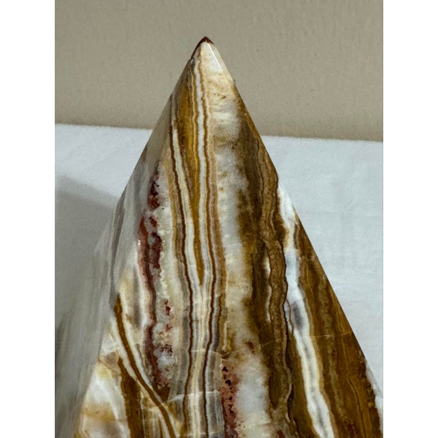 Sienna Large 7” Banded Calcite Stone Pyramid Display Object Feng Shui For Sale - Image 8 of 12