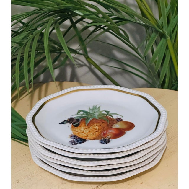 1930s 1930s Rosenthal Germany Plates Hand Painted With Fruits and Butterflies- Set of 6 For Sale - Image 5 of 12