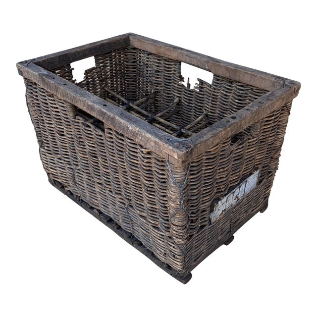 Early 20th-Century French J. Damoy Wicker Wine Crate For Sale