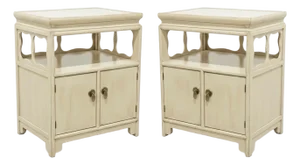 1970s Michael Taylor for Baker Furn. Asian Modern Painted Side Tables - Pair
