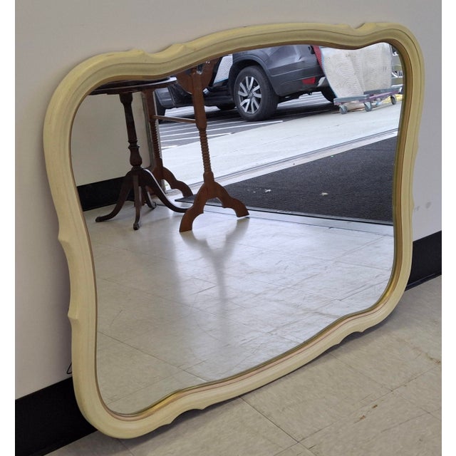 Mid Century French Provincial Style Cream Painted Frame Wall Mirror For Sale - Image 4 of 6