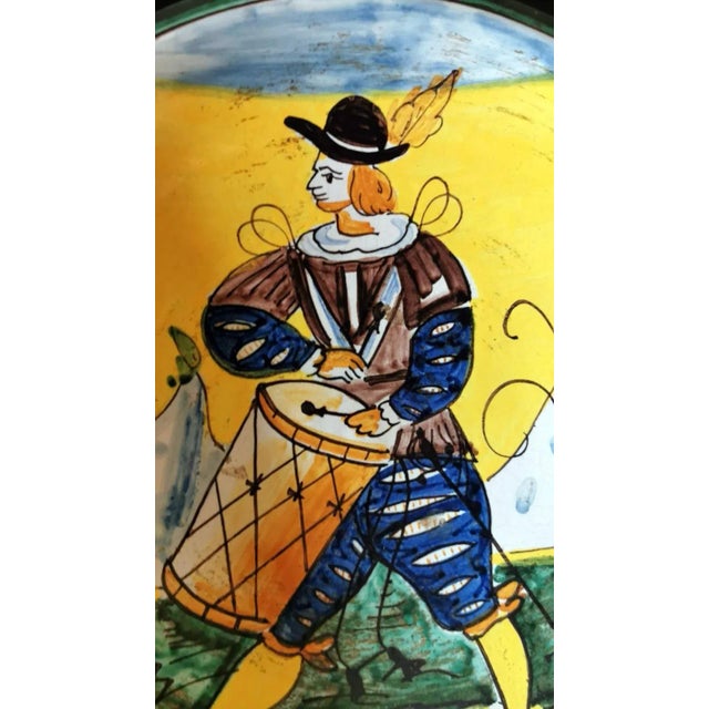 Yellow Deruta Italian Ceramic Hand Painted Wall Plates - Set of 3 For Sale - Image 8 of 13