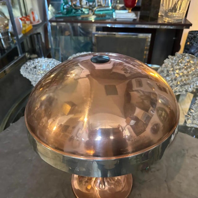 1970s Mid-Century Modern Copper and Steel Italian Table Lamp For Sale - Image 11 of 11