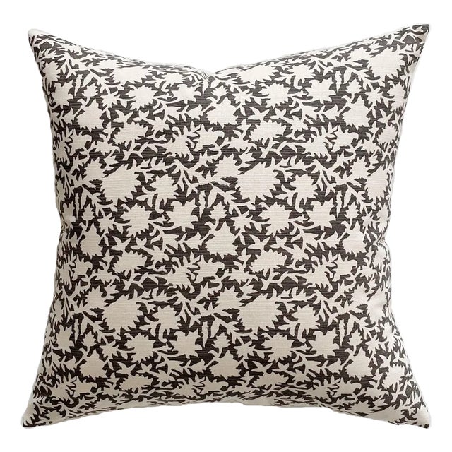 Black and Off-White Chiangmai Tribal Floral Pillow Cover For Sale