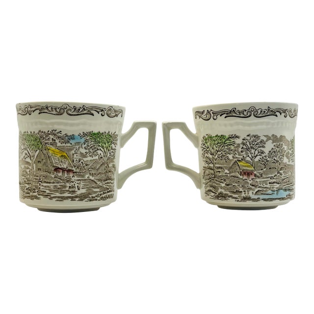 1930s “Shakespeare's Sonnets” Scenic Coffee Cups- a Pair For Sale