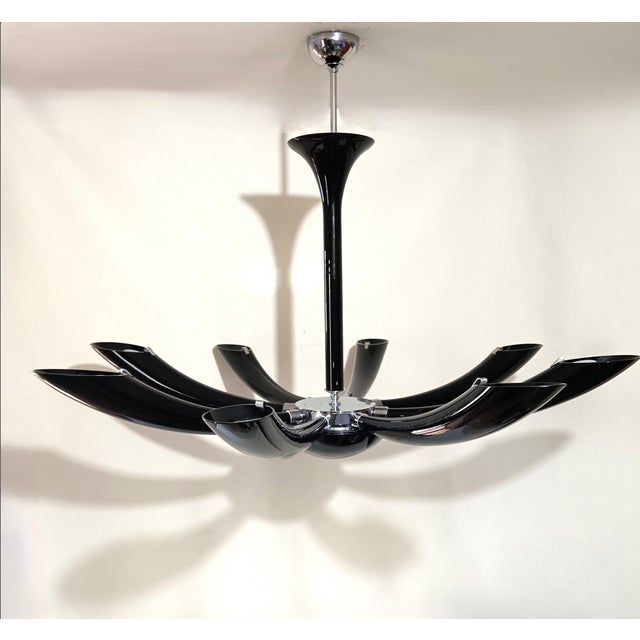 Murano Glass Nero Infinito Ceiling Light by Seguso For Sale - Image 9 of 12