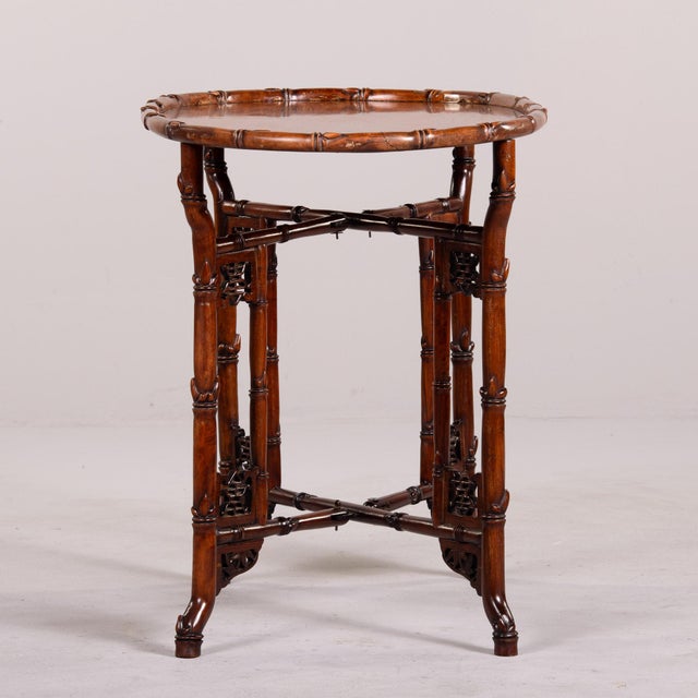 Chinese Vintage Chinese Export Tray Table With Faux Bamboo Base For Sale - Image 3 of 12