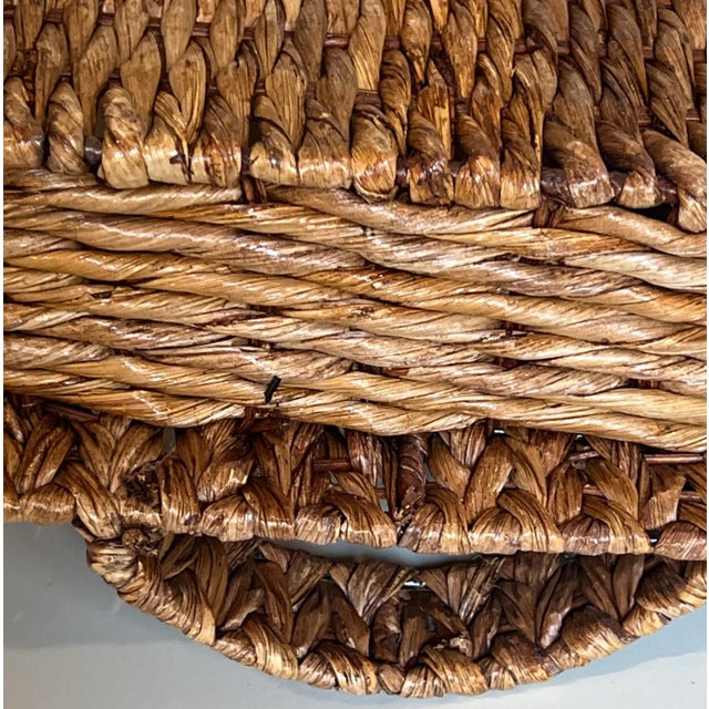 1990s Vintage Straw Basket With Handles Tray For Sale - Image 5 of 6