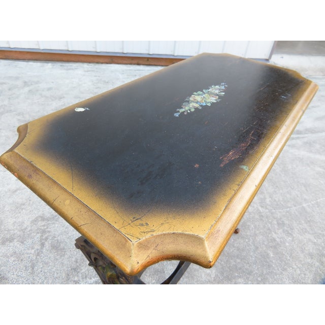 Vintage 1930's Hand Forged Wrought Iron Gilt Side Table ~ Spanish Revival ~ Hollywood Regency ~ French ~Plant Stand For Sale - Image 13 of 18