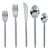Ribbed Silver Stainless Steel Flatware - Set of 5 Pieces - Service For One For Sale
