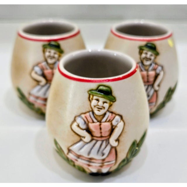 1970s Ceramarte Bavarian Courting Couple Ceramic Decanter & 6 Shot Glasses For Sale - Image 12 of 14