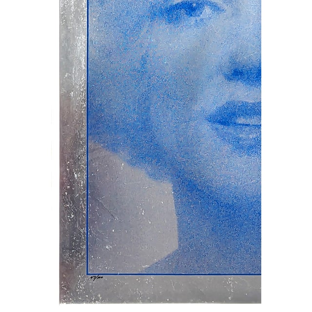 Modern Bert Stern “Marilyn (Head Shot)” Blue Silkscreen Portrait Print on Silver Foil Ed. 47/100, Mid 20th Century For Sale - Image 3 of 7